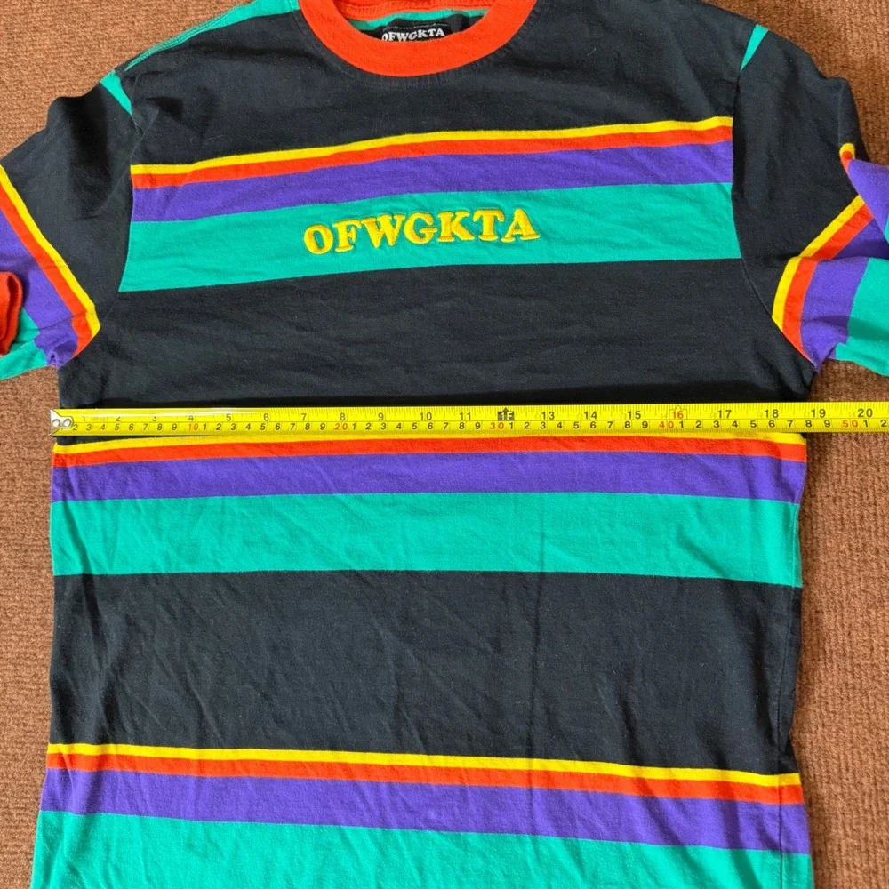 OFWGKTA Odd Future Striped‎ Long Sleeve Shirt Mens Medium Black Teal Purple M